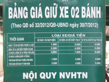 Bảng trông xe - Công Ty TNHH Thương Mại Dịch Vụ Quảng Cáo Nguyễn Đoàn